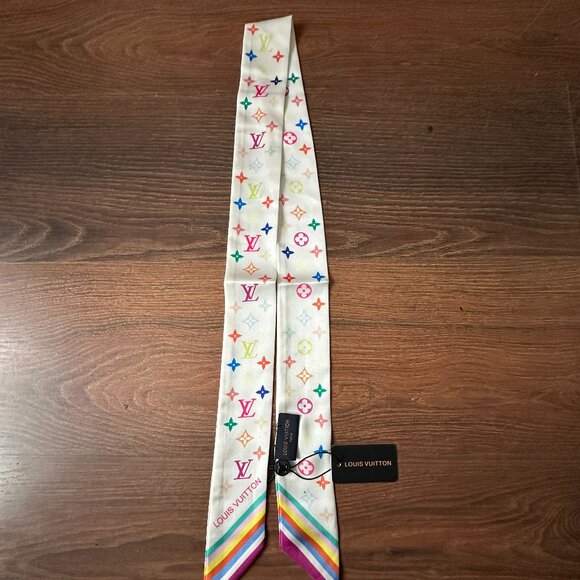 LVx TM Monogram Multicolor BB Scarf - White - Picture 1 of 5
